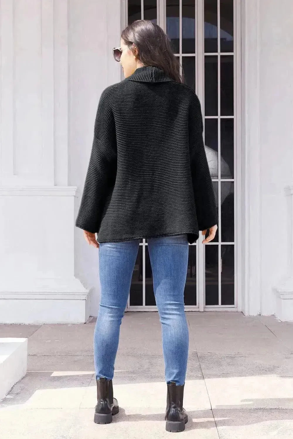 Tied Open Front Long Sleeve Cardigan - Bad Moms Club