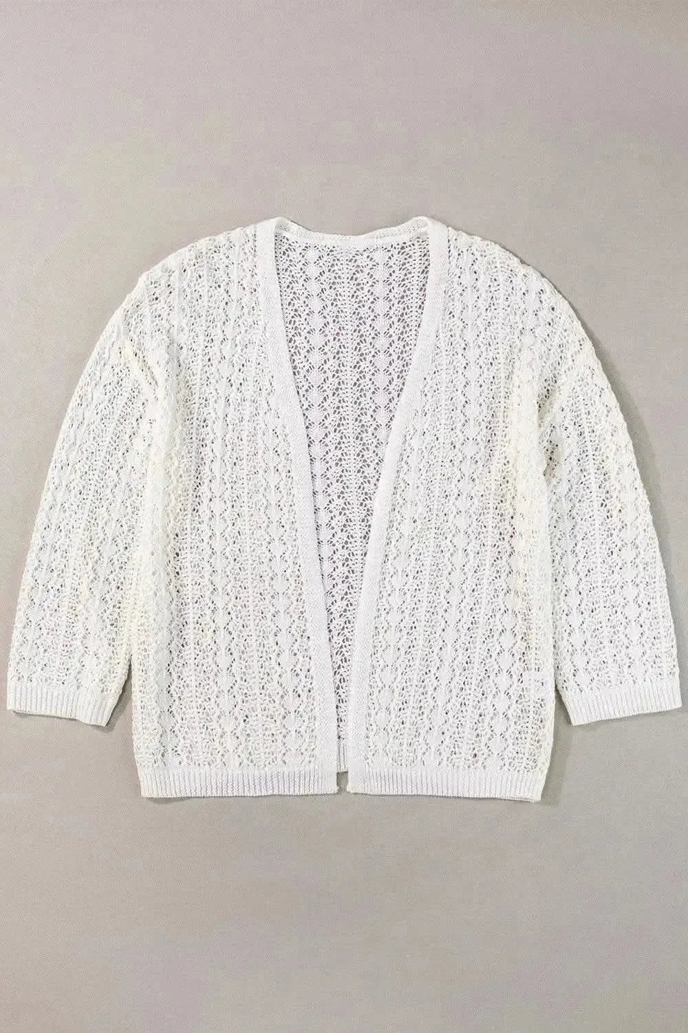 Openwork Open Front Dropped Shoulder Cardigan - Bad Moms Club