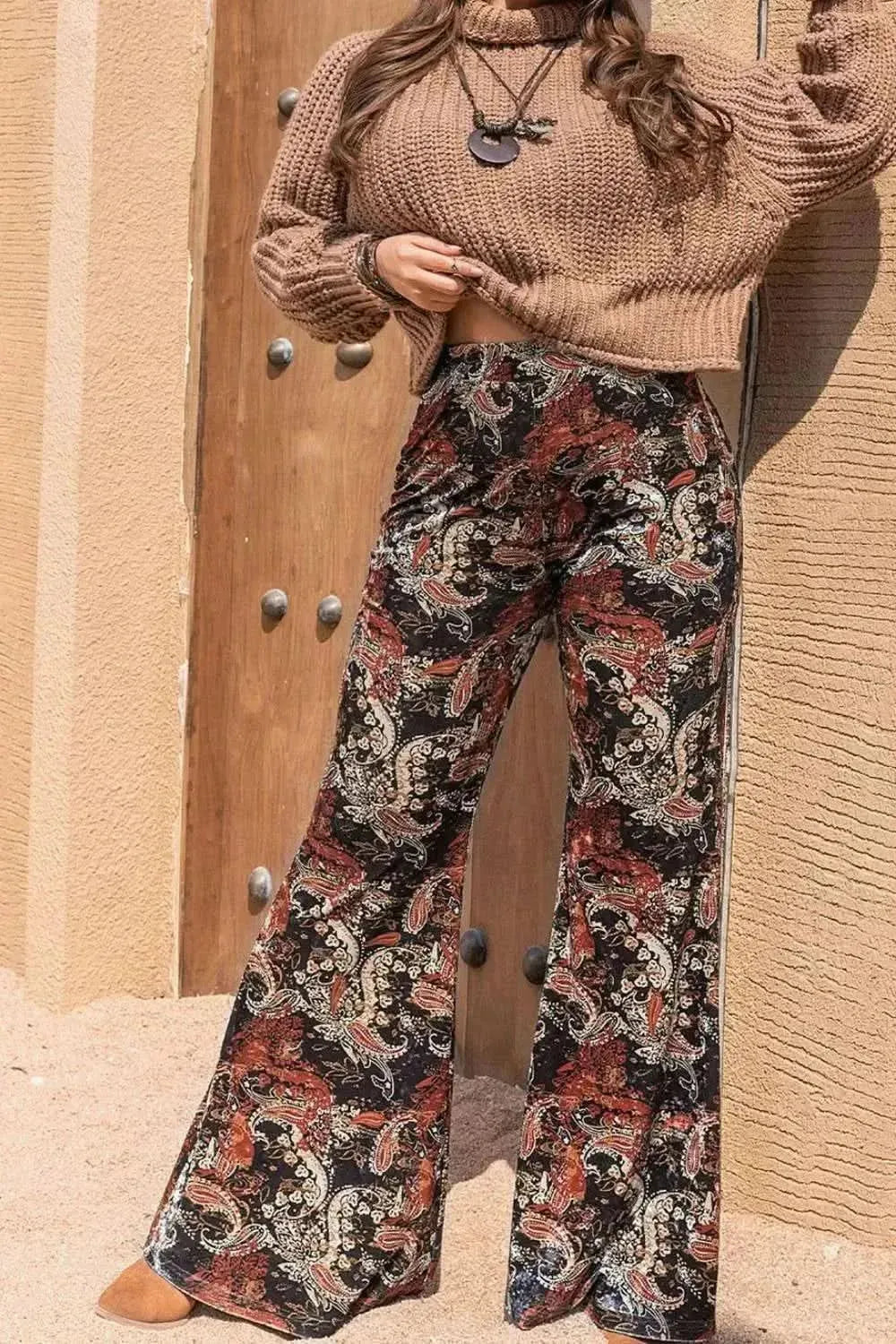Plus Size Printed Wide Leg Long Pants - Bad Moms Club