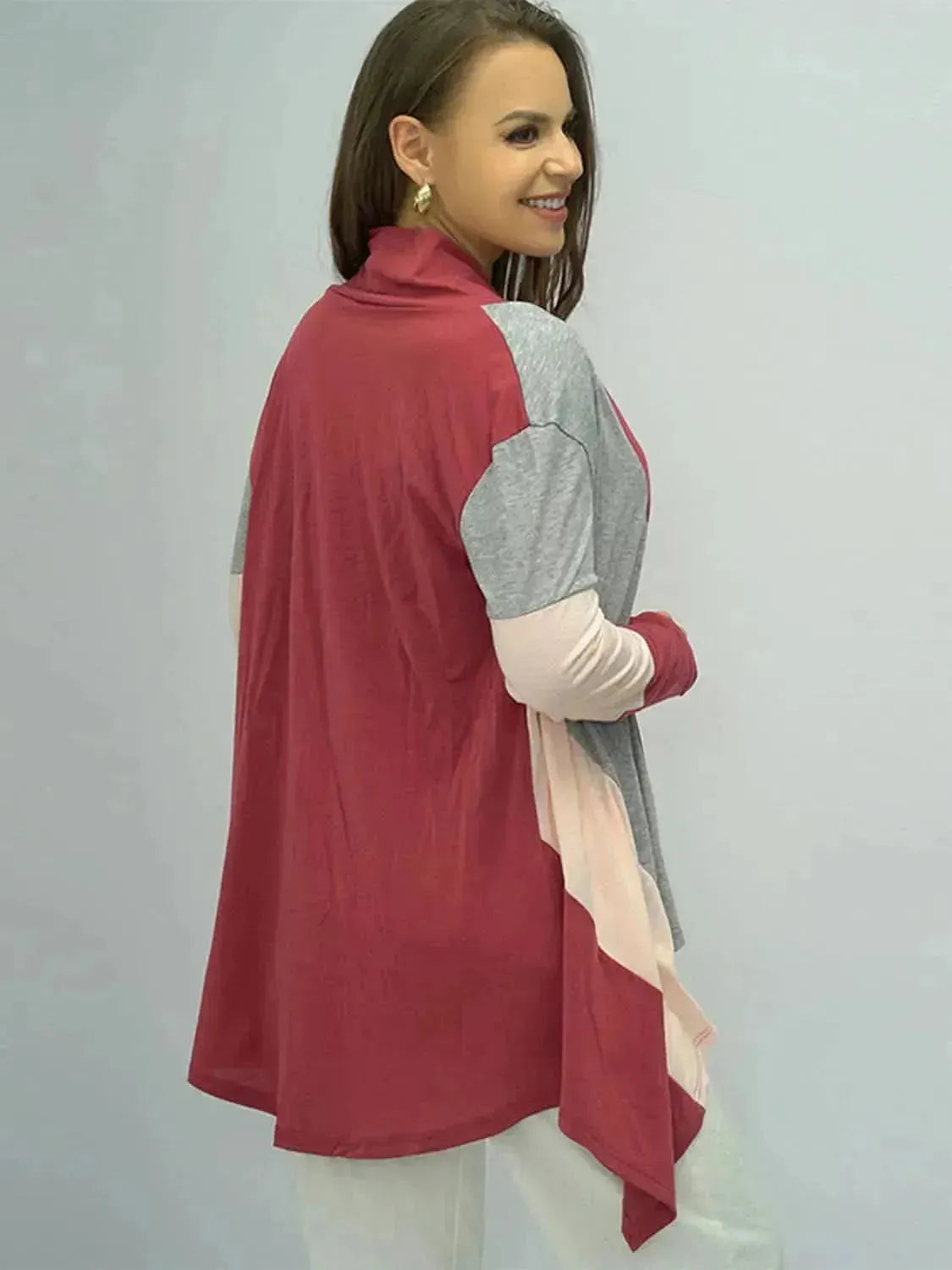 Color Block Open Front Cardigan - Bad Moms Club