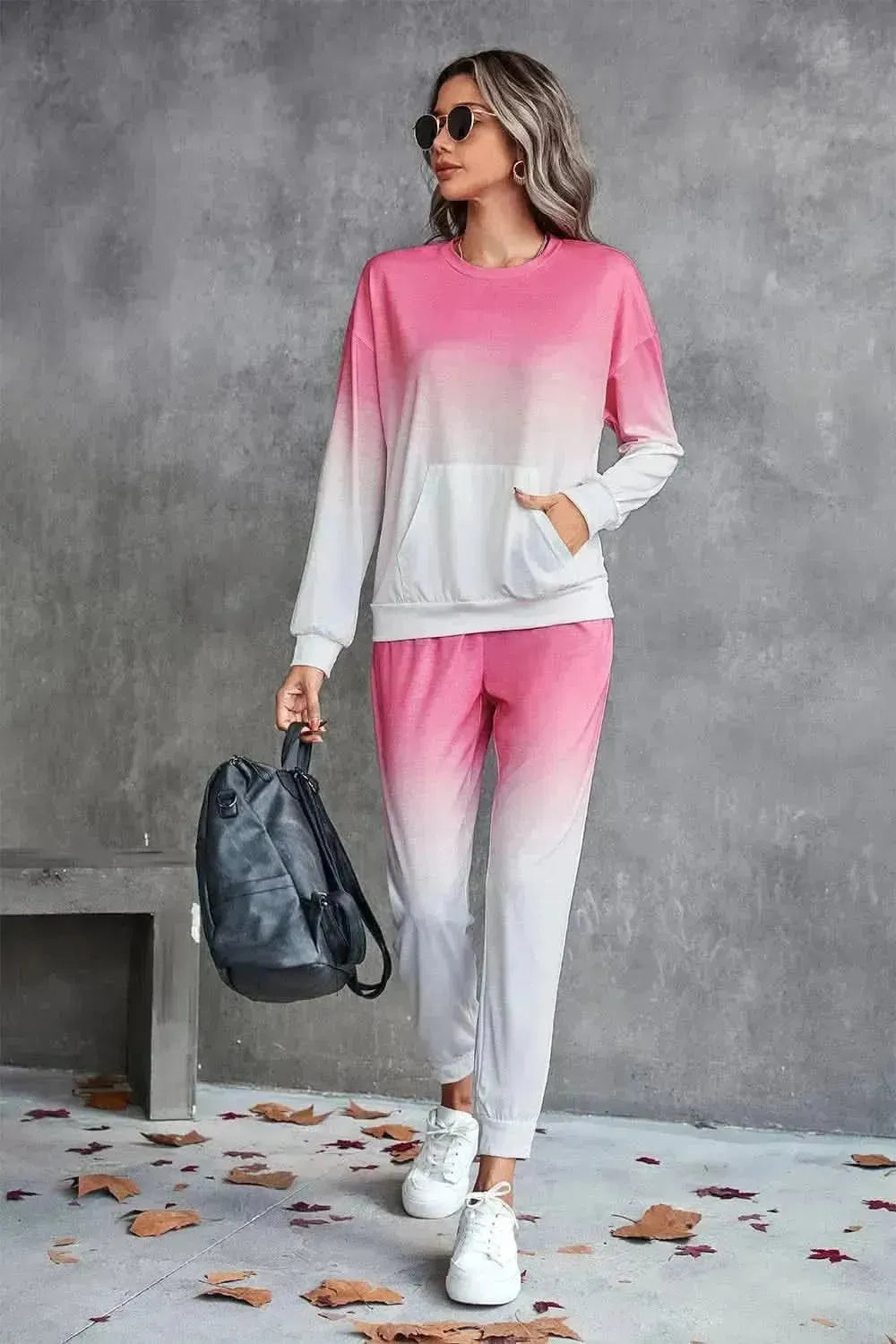 Gradient Round Neck Sweatshirt and Joggers Set - Bad Moms Club