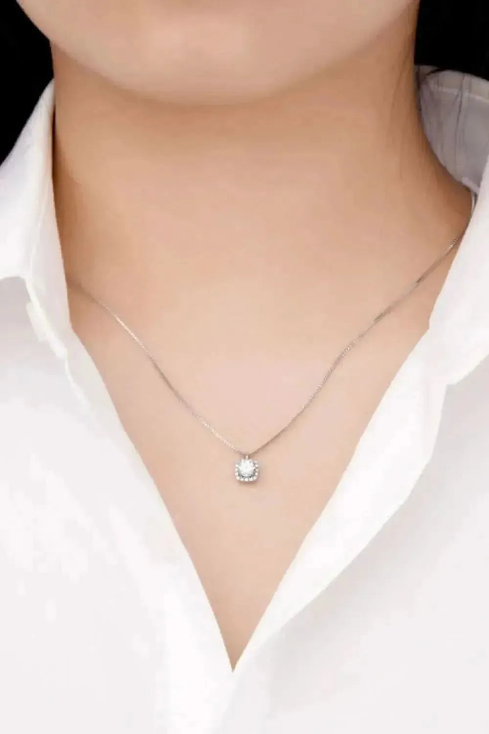 Moissanite Pendant Platinum-Plated Necklace - Bad Moms Club