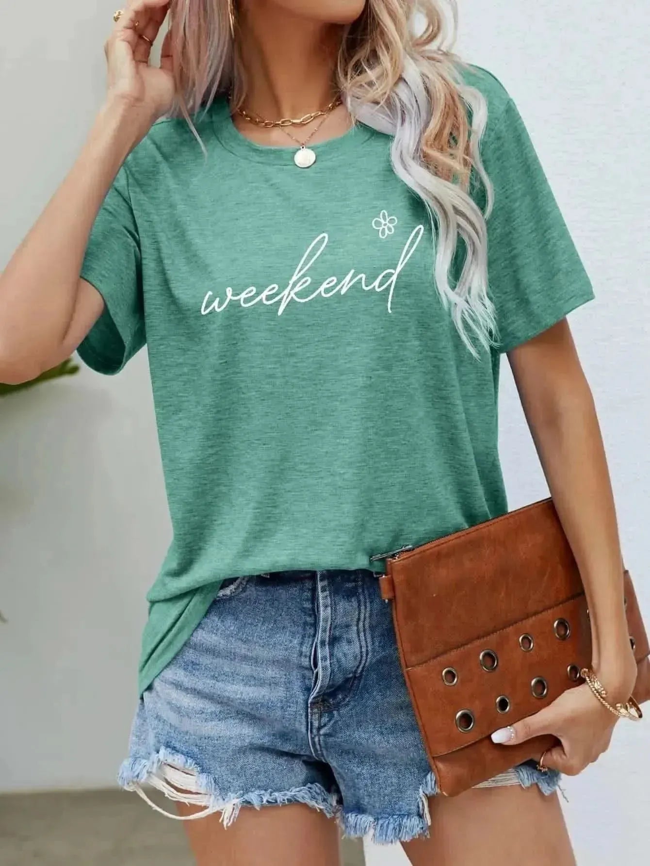 WEEKEND Flower Graphic Short Sleeve Tee - Bad Moms Club
