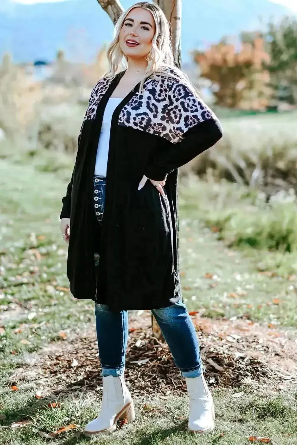 Plus Size Open Front Dropped Shoulder Cardigan - Bad Moms Club