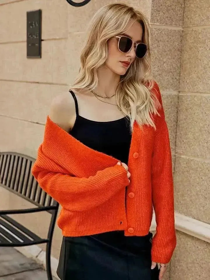Dropped Shoulder Button Up Cardigan - Bad Moms Club