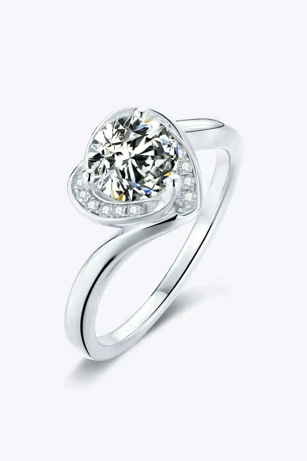 1 Carat Moissanite 925 Sterling Silver Heart Ring - Bad Moms Club