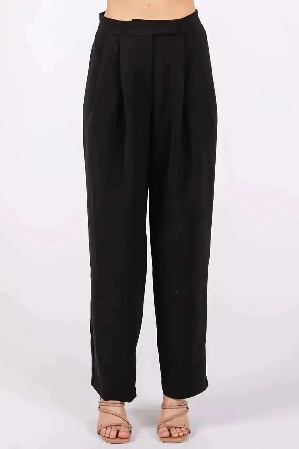 GeeGee High-Waisted Pleated Pants - Bad Moms Club