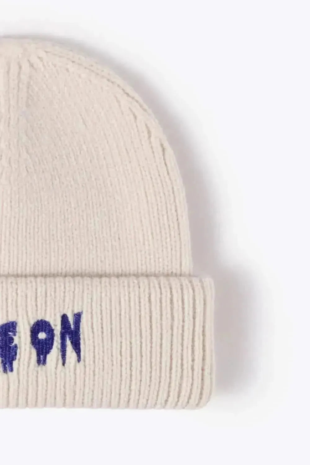 COME ON Embroidered Cuff Knit Beanie - Bad Moms Club