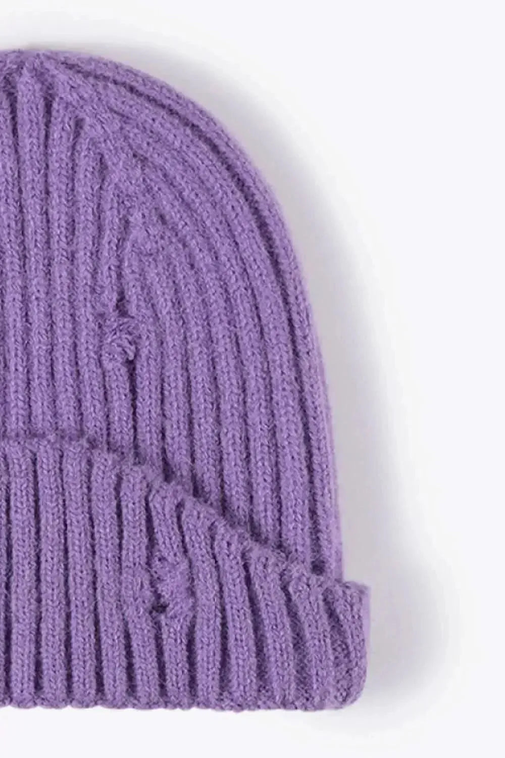 Distressed Rib-Knit Beanie - Bad Moms Club