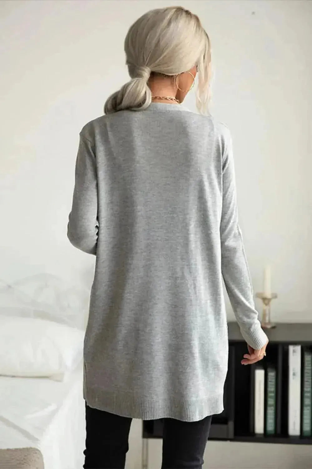 Ribbed Longline Open Front Cardigan - Bad Moms Club