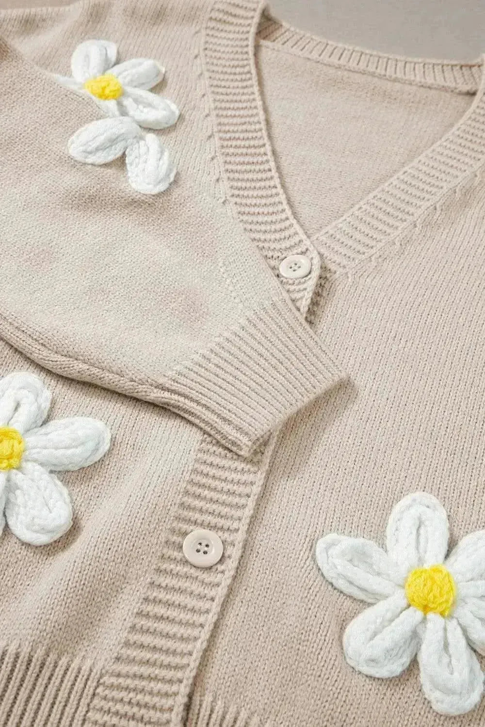 Flower Dropped Shoulder Long Sleeve Cardigan - Bad Moms Club
