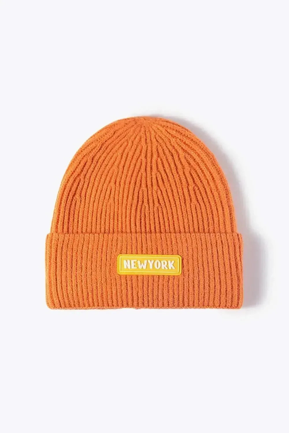 NEWYORK Patch Rib-Knit Cuffed Beanie - Bad Moms Club