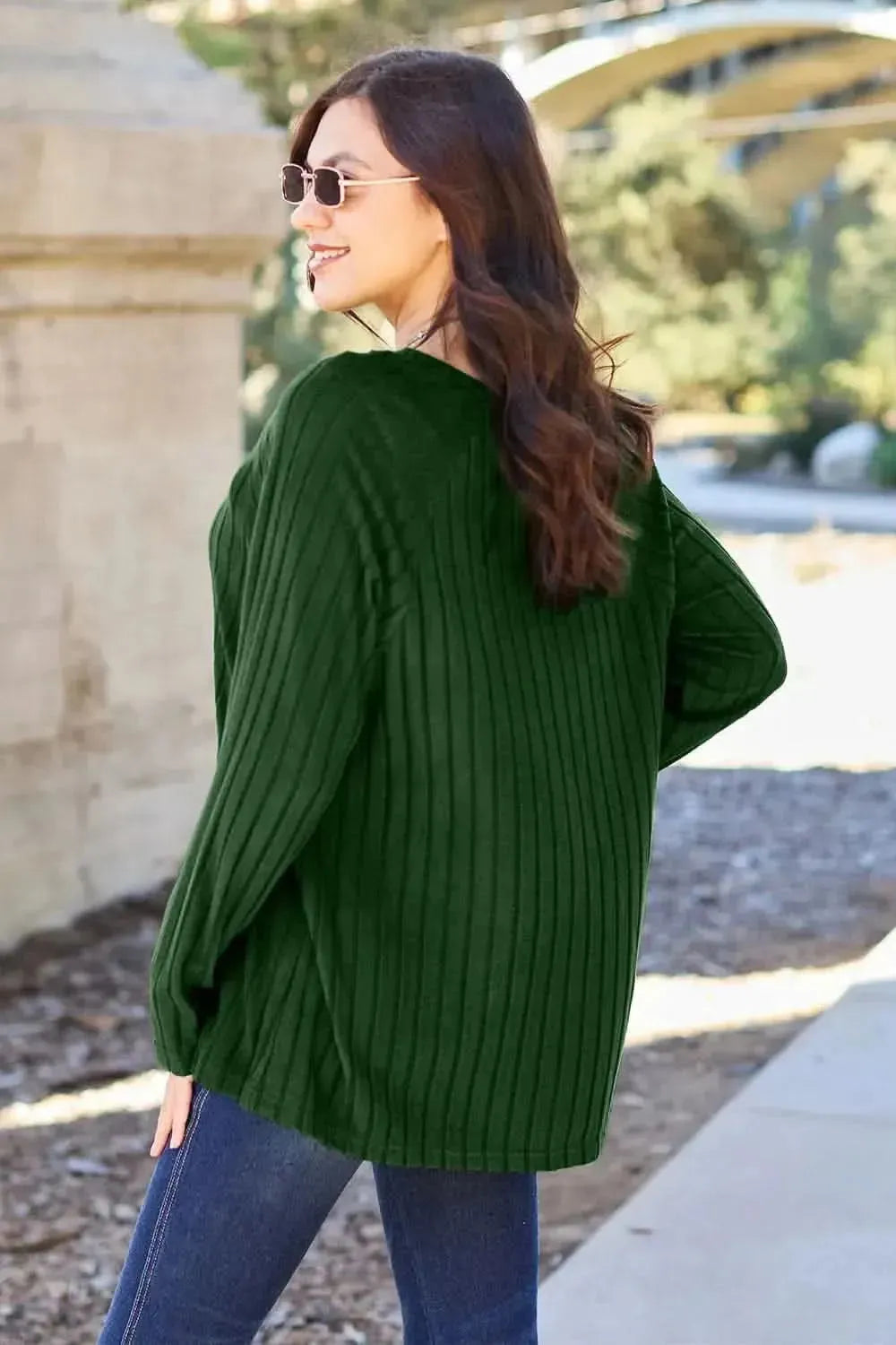Basic Bae Full Size Ribbed Round Neck Long Sleeve Knit Top - Bad Moms Club