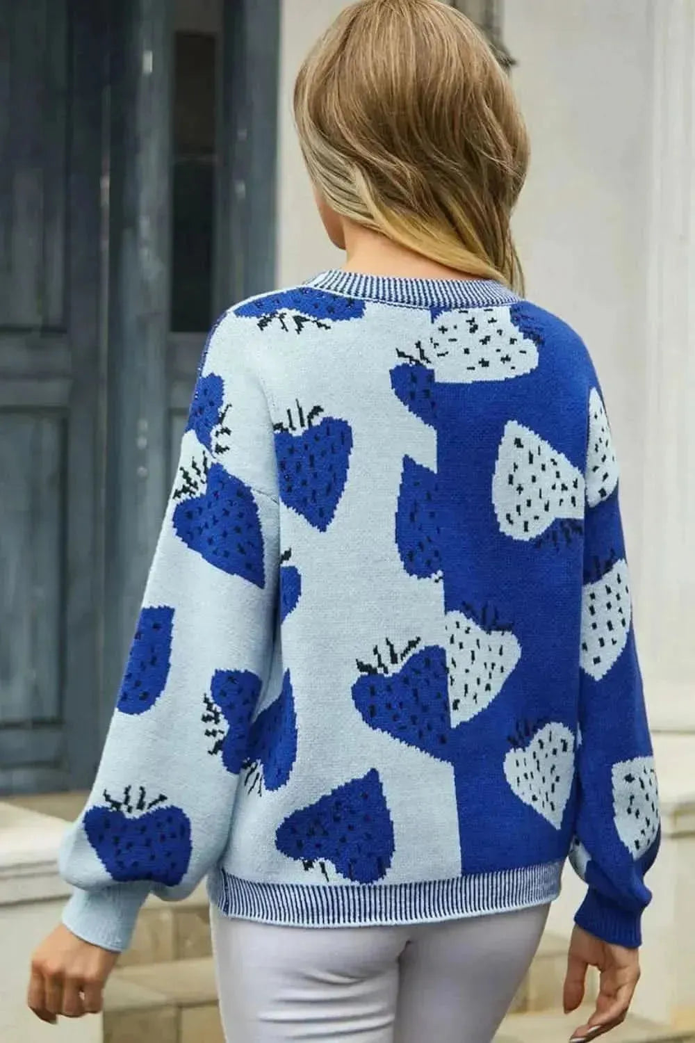 Printed V-Neck Button-Down Long Sleeve Cardigan - Bad Moms Club
