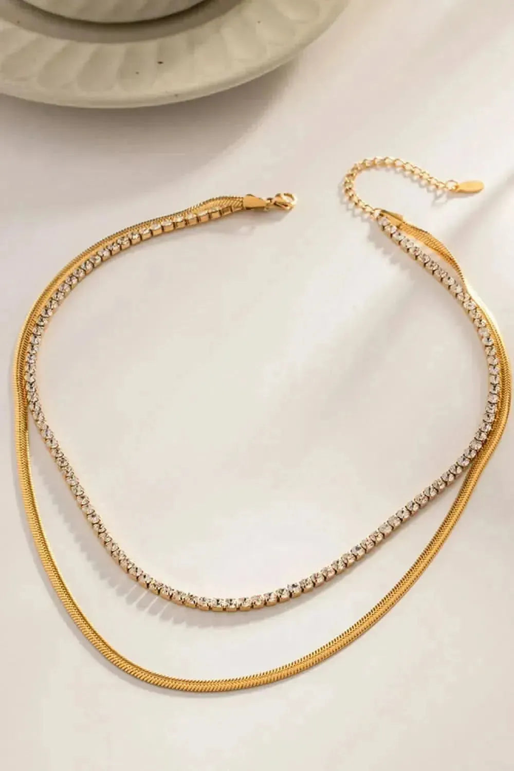 Double-Layered Inlaid Zircon Stainless Steel Necklace - Bad Moms Club