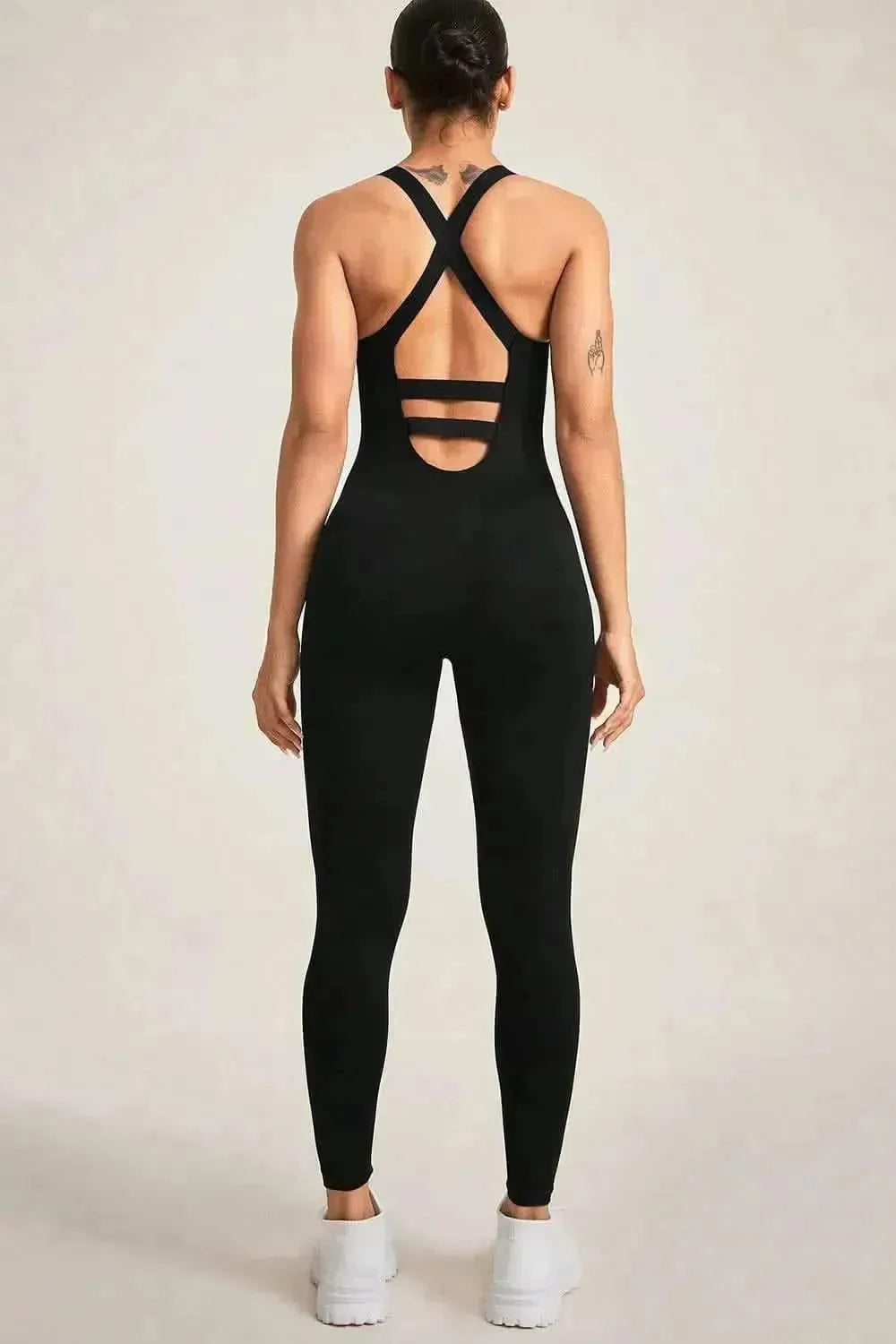 Crisscross Wide Strap Jumpsuit - Bad Moms Club