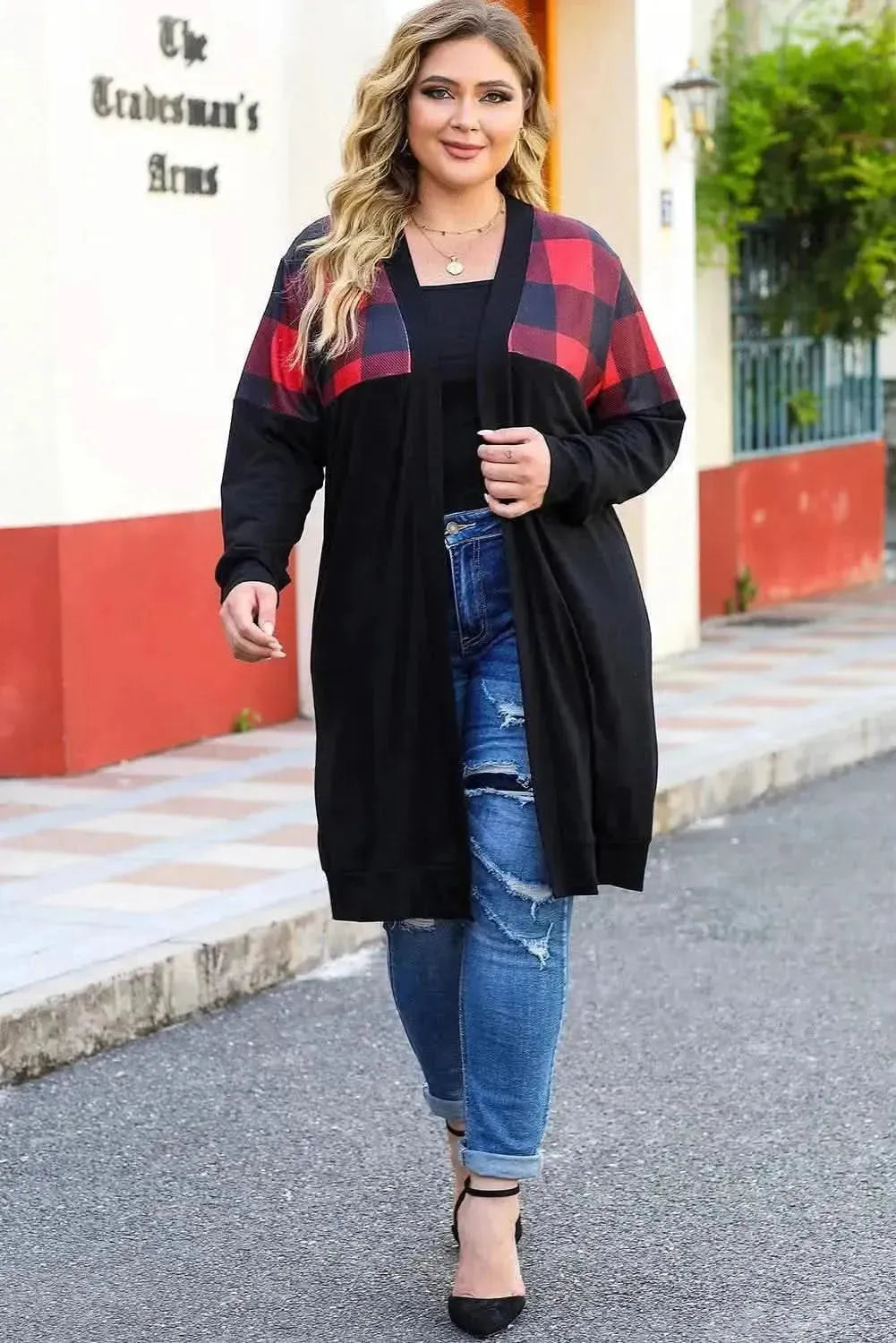 Plus Size Open Front Dropped Shoulder Cardigan - Bad Moms Club