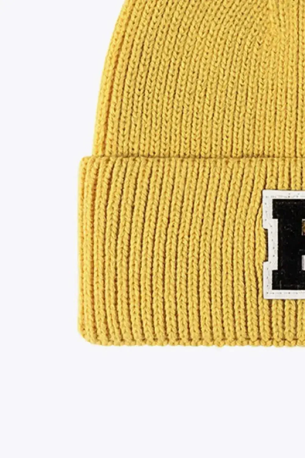 Letter Patch Cuffed Knit Beanie - Bad Moms Club