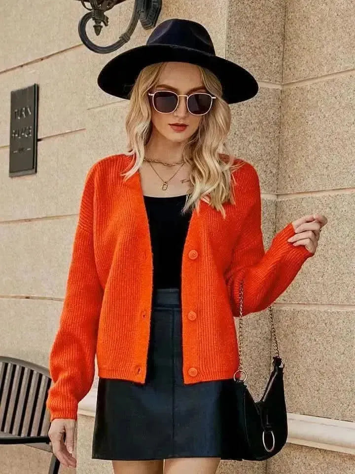 Dropped Shoulder Button Up Cardigan - Bad Moms Club