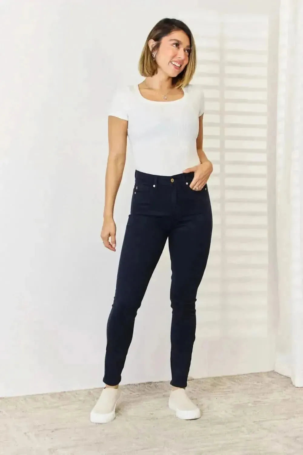 Judy Blue Full Size Garment Dyed Tummy Control Skinny Jeans - Bad Moms Club