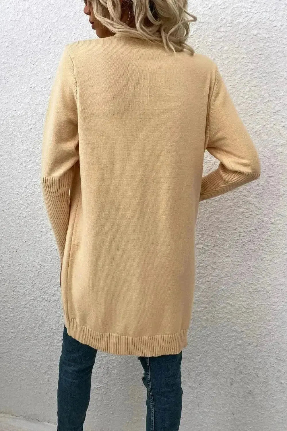 Open Front Long Sleeve Cardigan with Pockets - Bad Moms Club