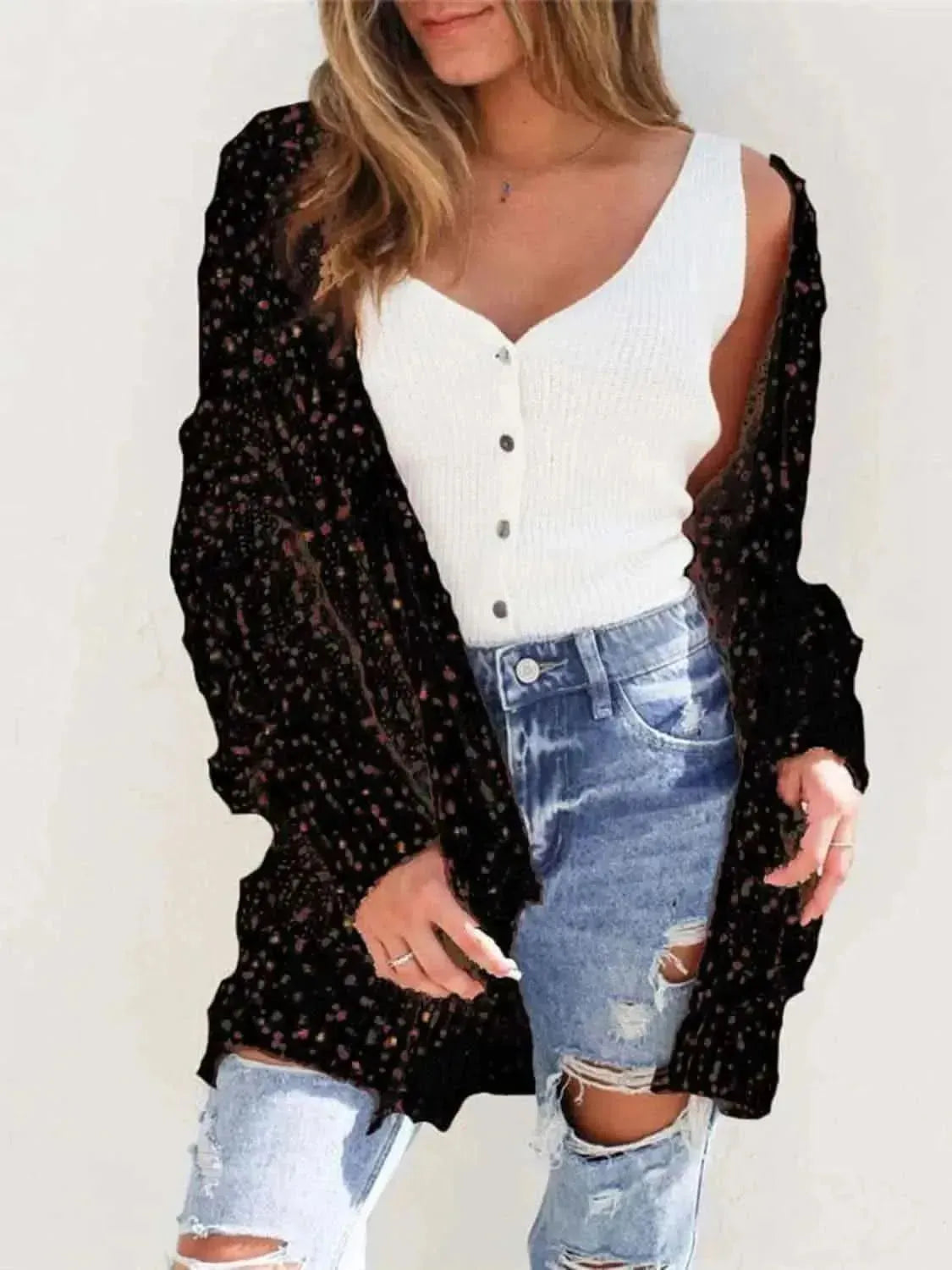 Multicolored Open Front Cardigan - Bad Moms Club