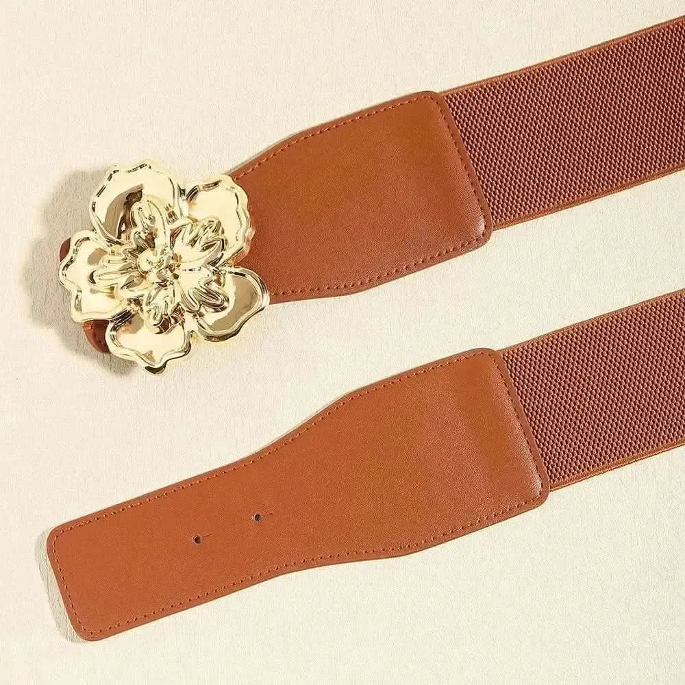 Flower Alloy Buckle Elastic Belt - Bad Moms Club