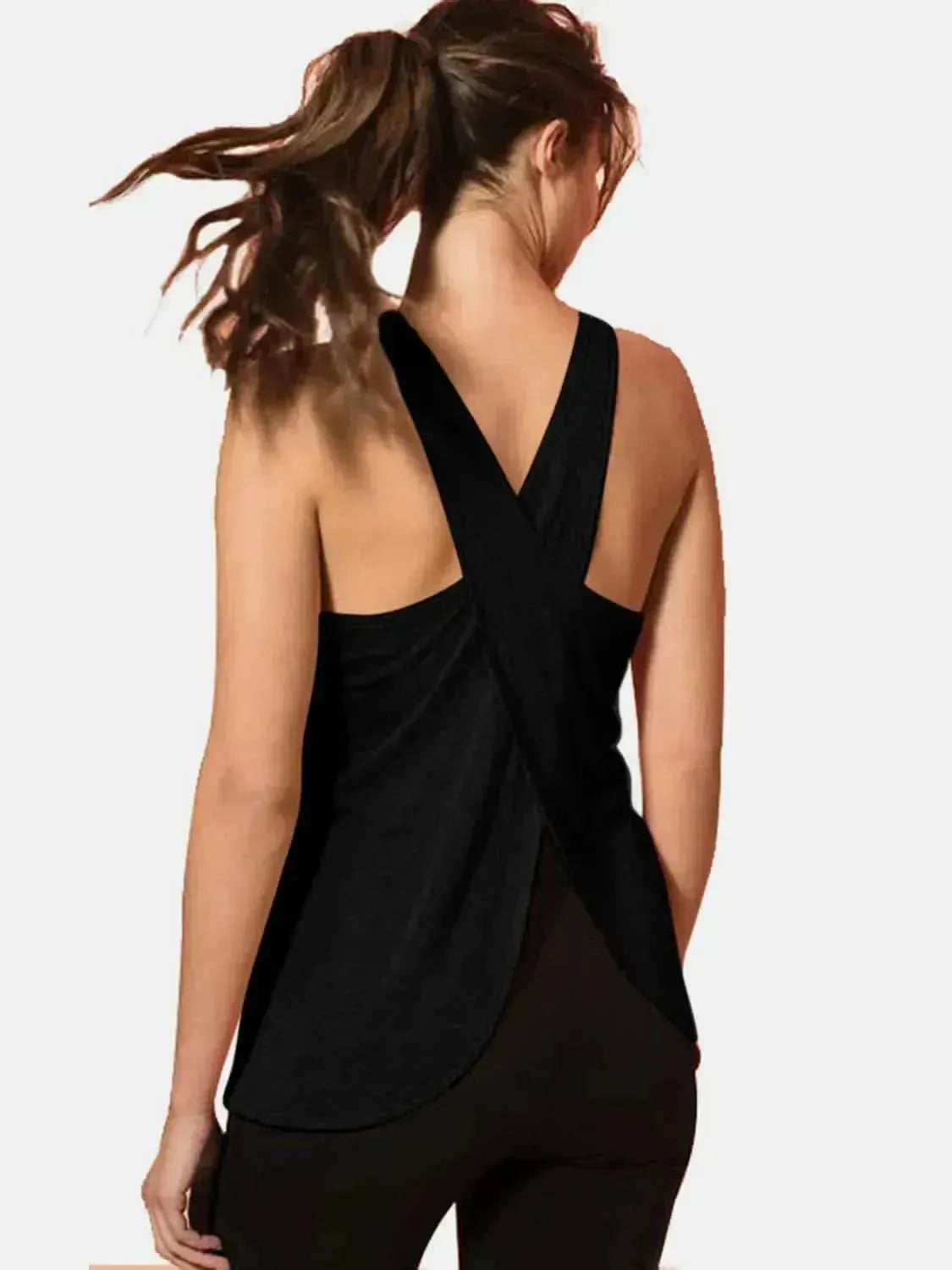 Crisscross Scoop Neck Active Tank - Bad Moms Club
