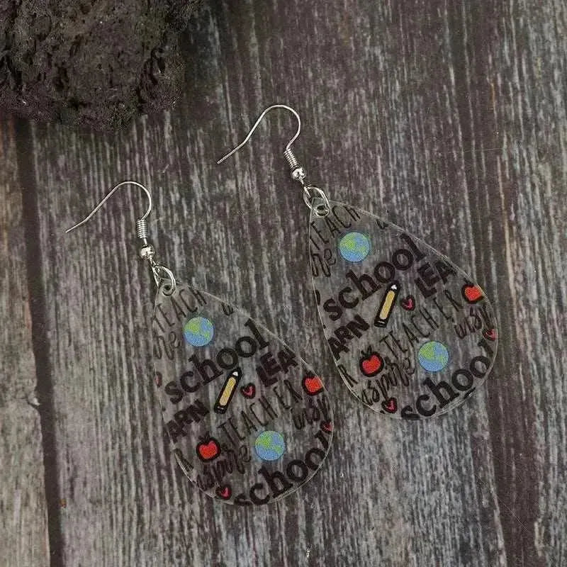 Acrylic Letter Teardrop Shape Earrings - Bad Moms Club