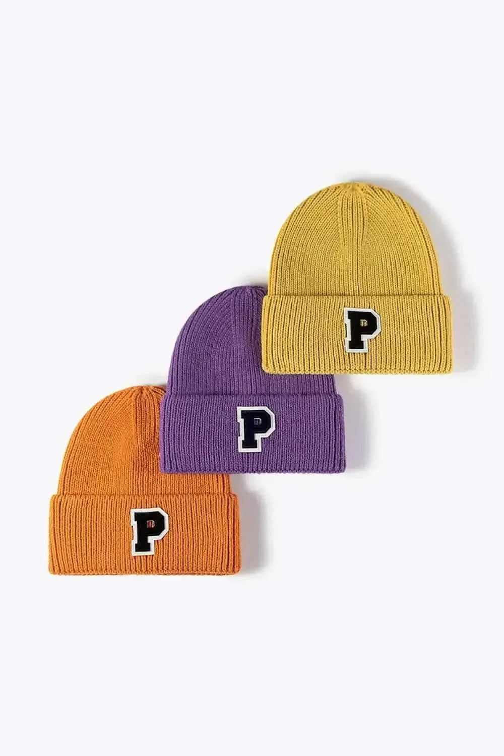 Letter Patch Cuffed Knit Beanie - Bad Moms Club