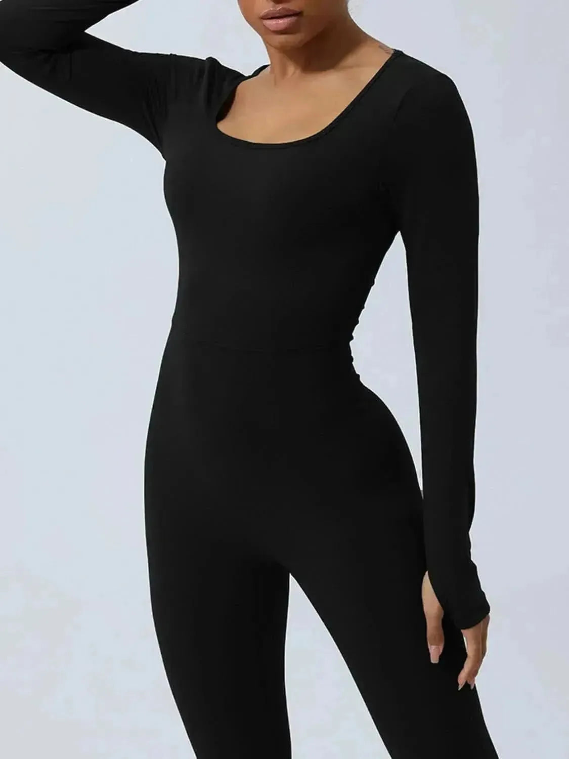 Twisted Backless Long Sleeve Jumpsuit - Bad Moms Club