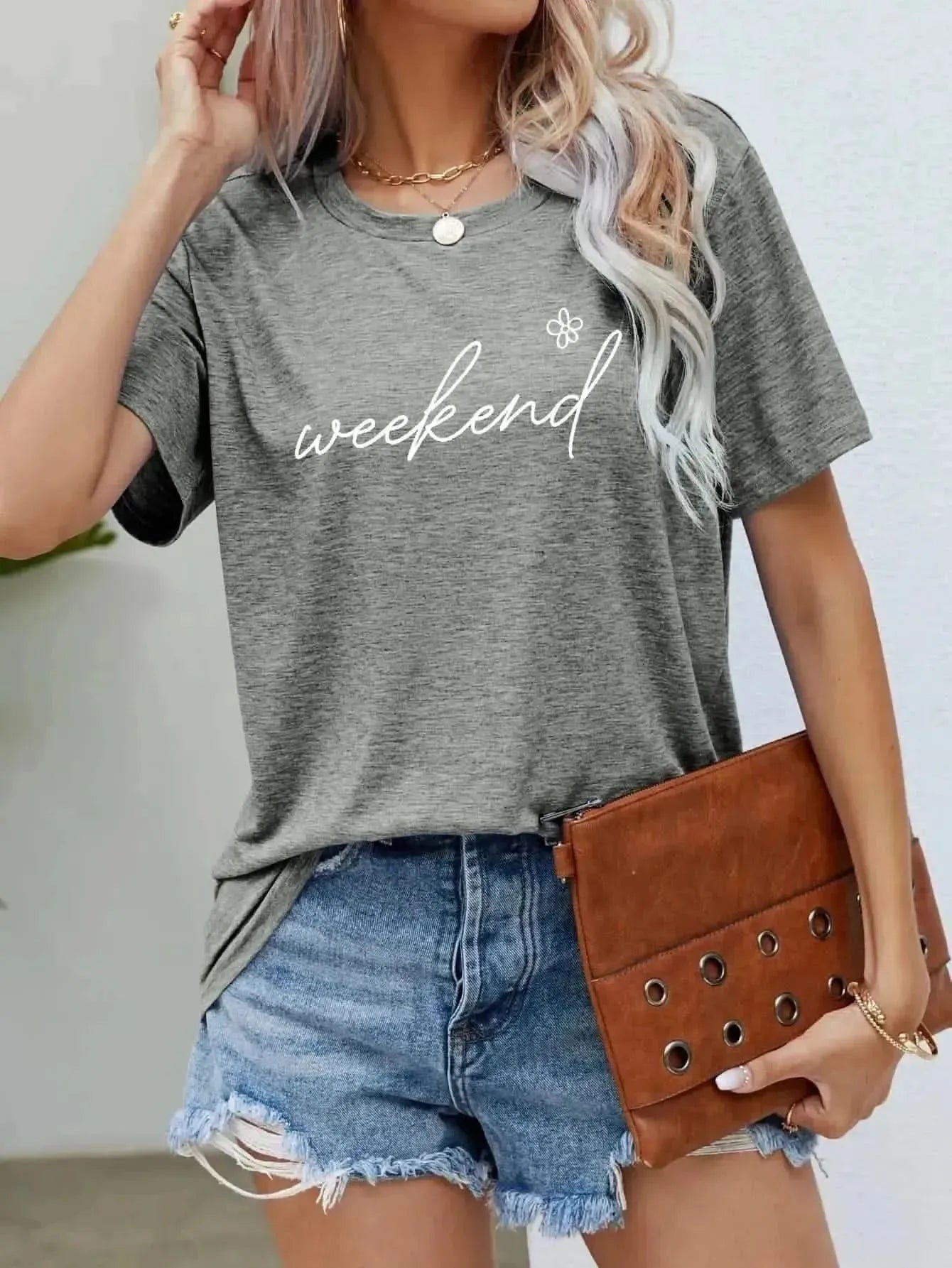 WEEKEND Flower Graphic Short Sleeve Tee - Bad Moms Club