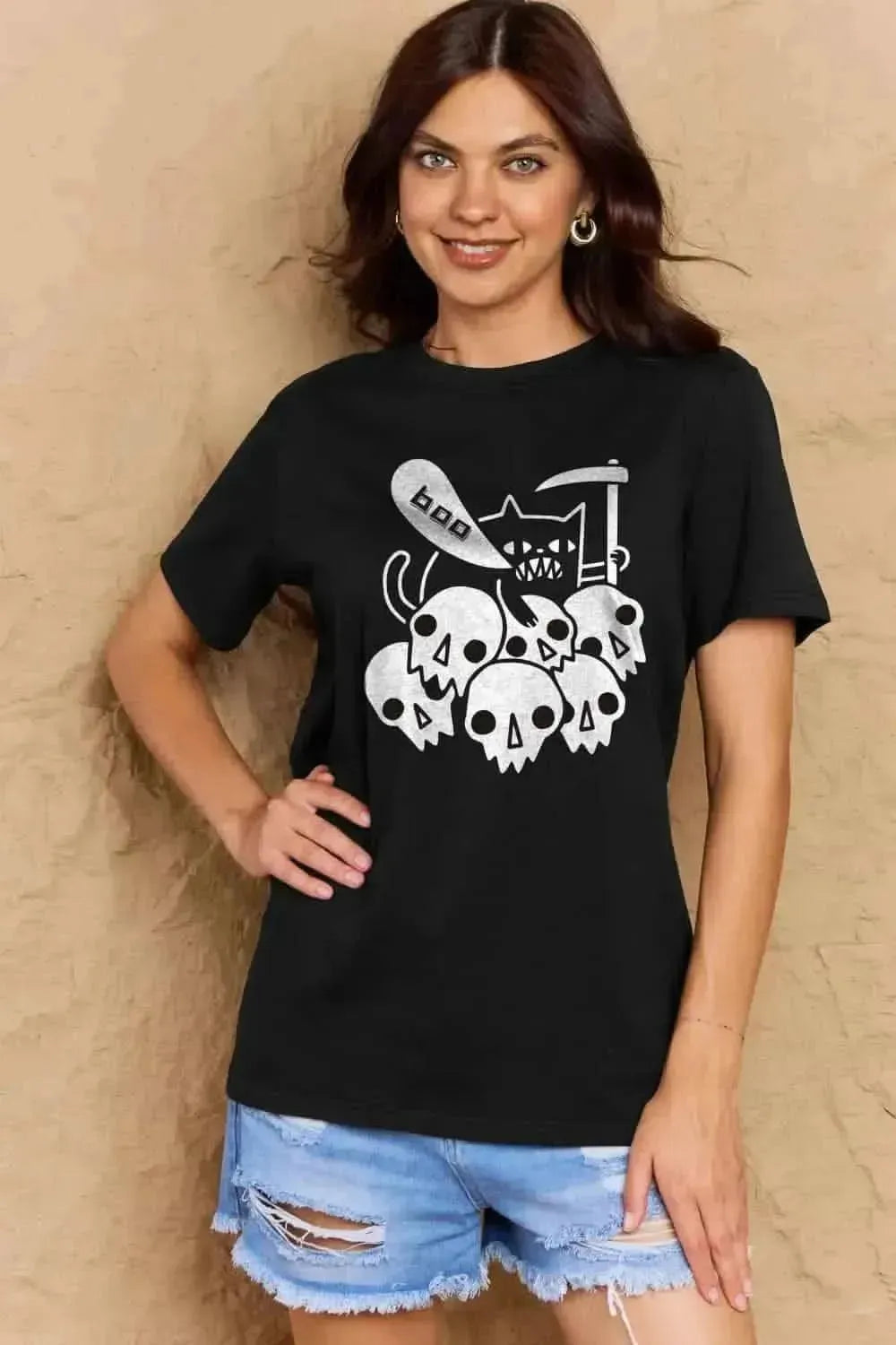 Simply Love Full Size Graphic BOO Cotton T-Shirt - Bad Moms Club