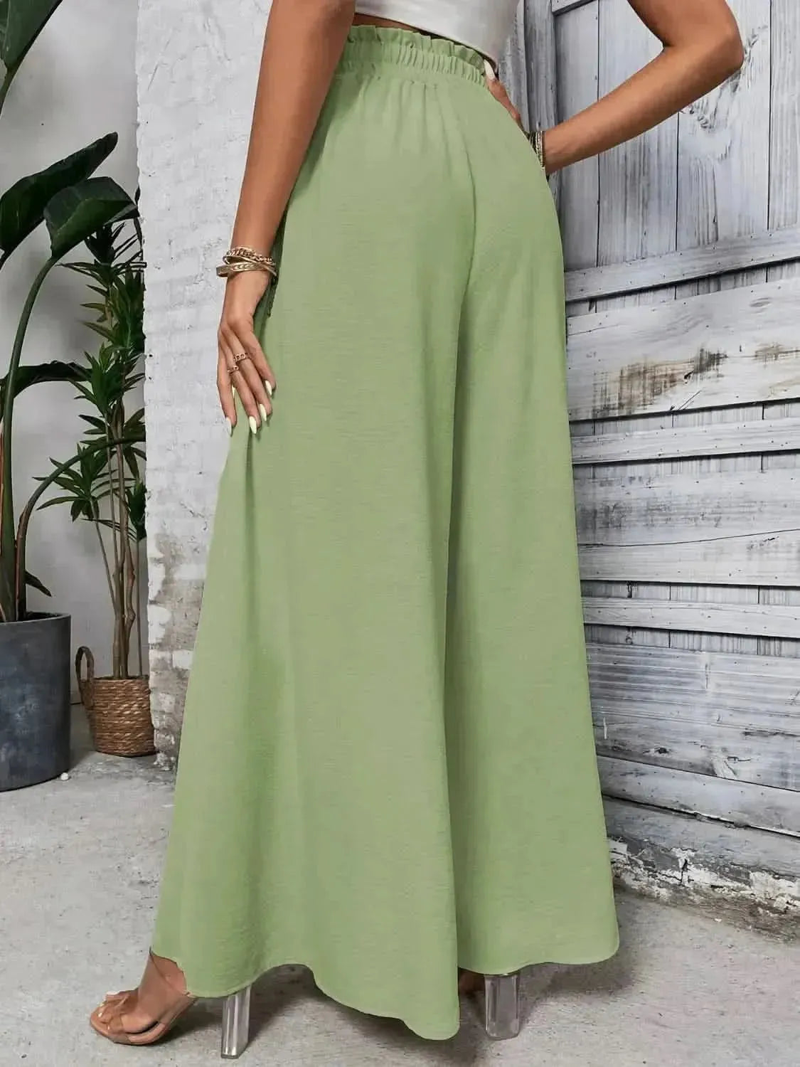 Honey Tied High Waist Wide Leg Pants - Bad Moms Club