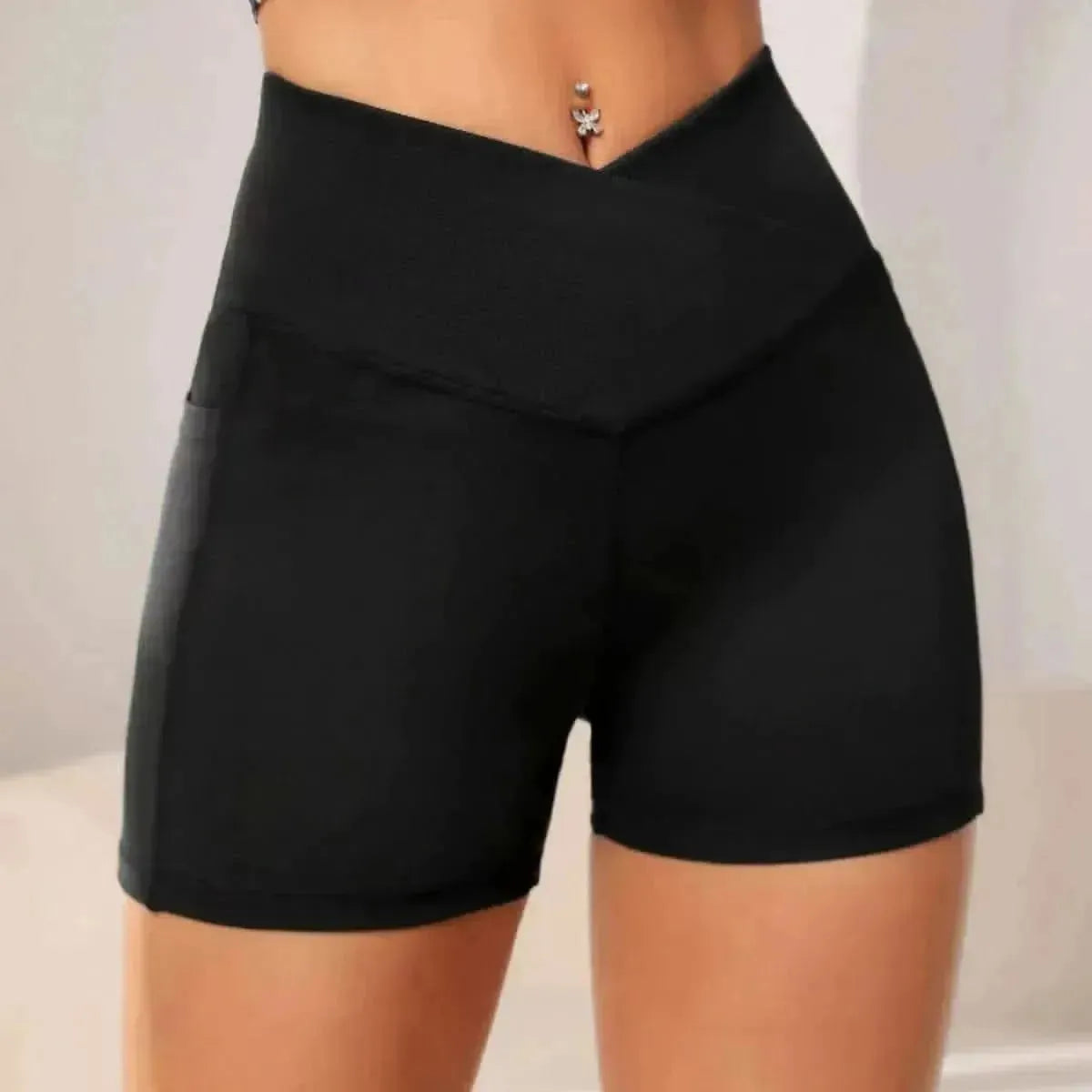 Wide Waistband Active Shorts with Pocket - Bad Moms Club