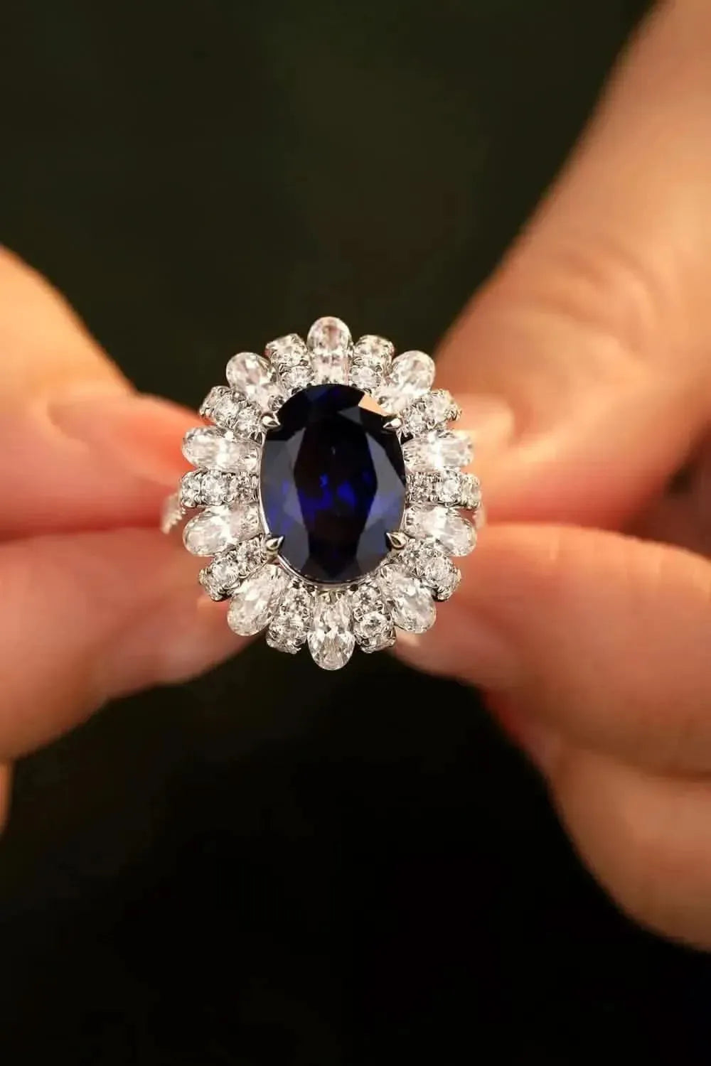 5 Carat Lab-Grown Sapphire Flower Shape Ring - Bad Moms Club