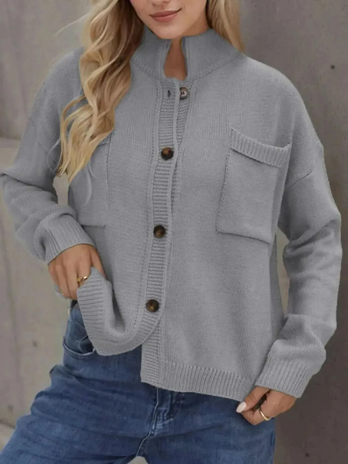 Button Up Long Sleeve Cardigan - Bad Moms Club