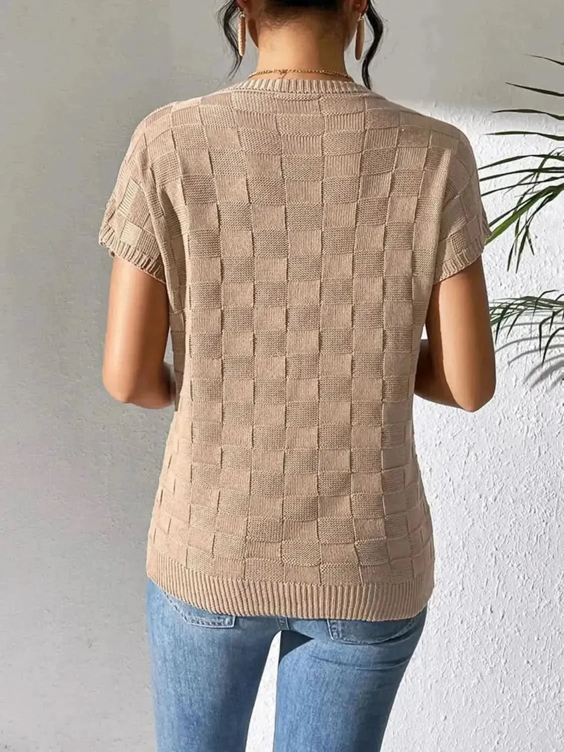 Round Neck Short Sleeve Knit Top - Bad Moms Club