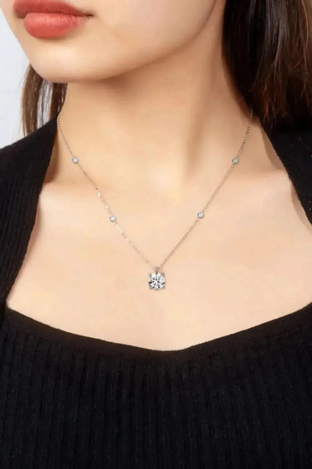 2 Carat Moissanite 4-Prong 925 Sterling Silver Necklace - Bad Moms Club