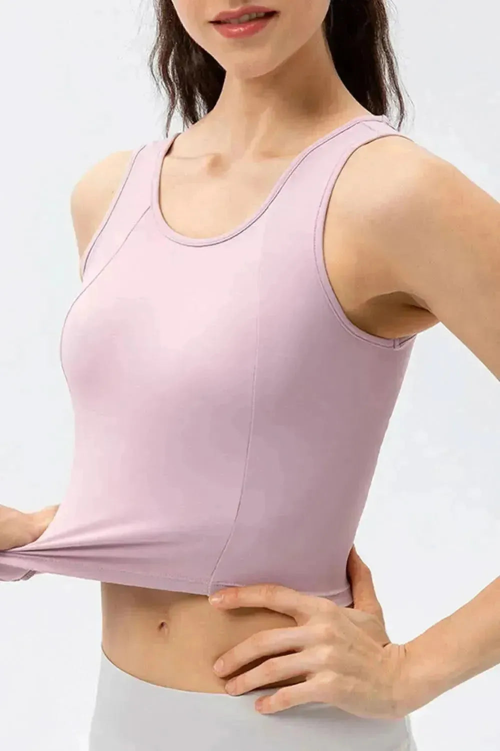 Round Neck Wide Strap Active Tank - Bad Moms Club