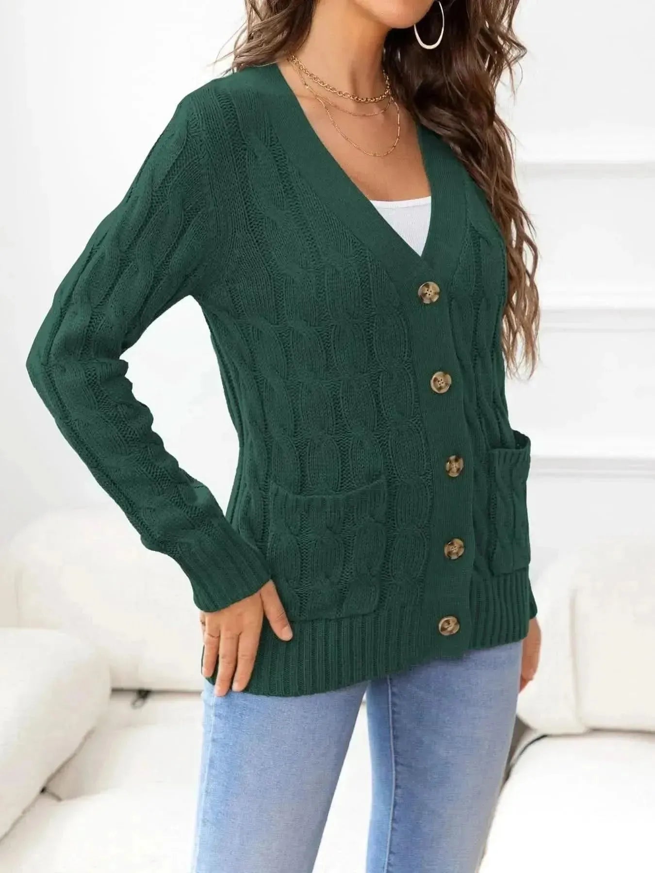 Button Down Cable-Knit Cardigan - Bad Moms Club
