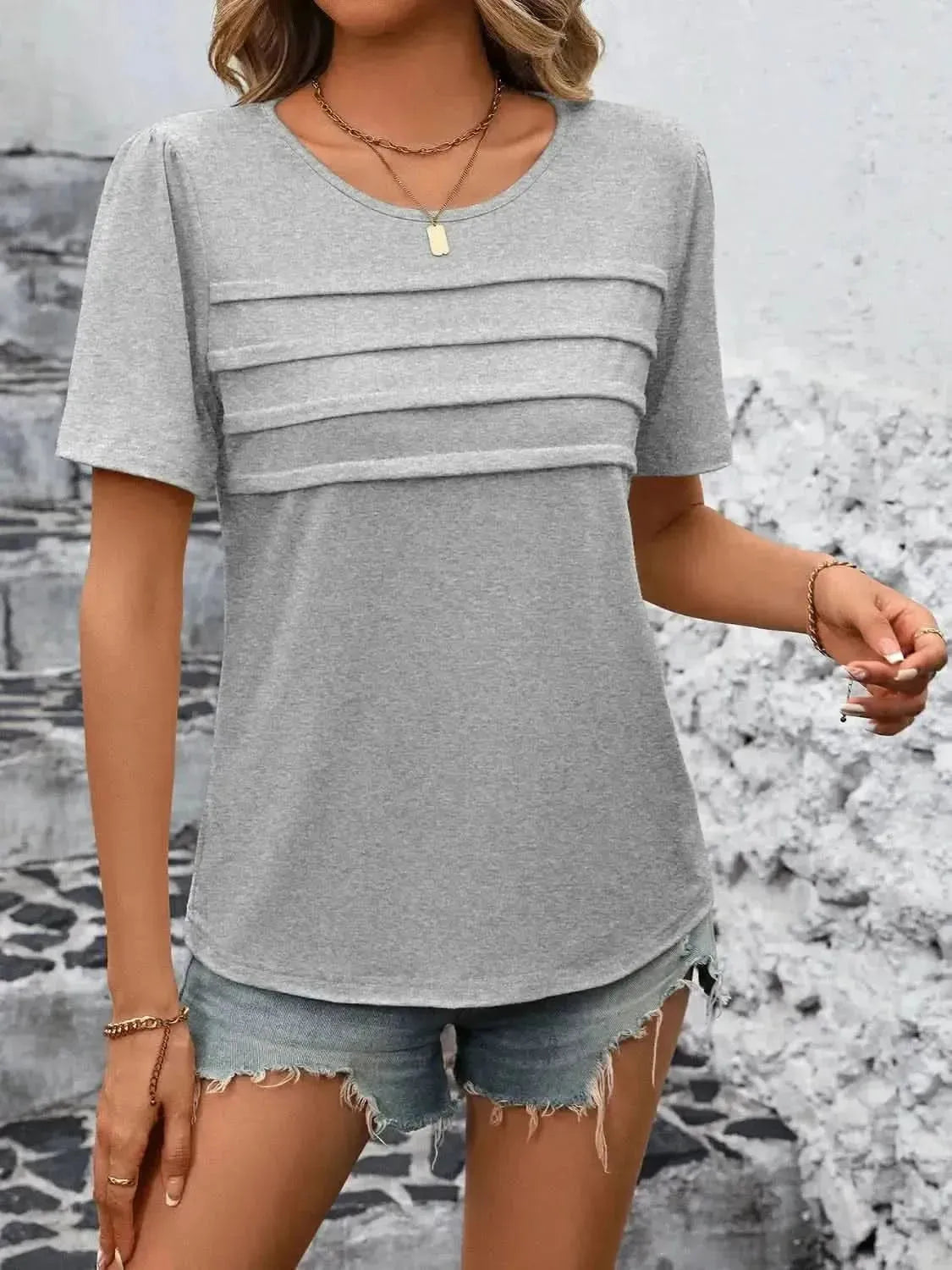 Ivy Lane Round Neck Short Sleeve Top - Bad Moms Club