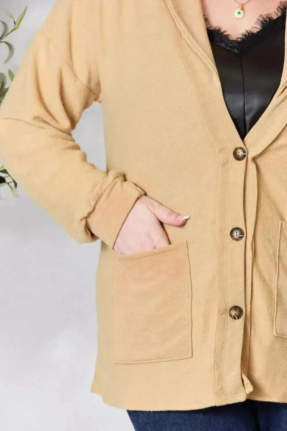 Heimish Full Size Button Up Long Sleeve Cardigan - Bad Moms Club