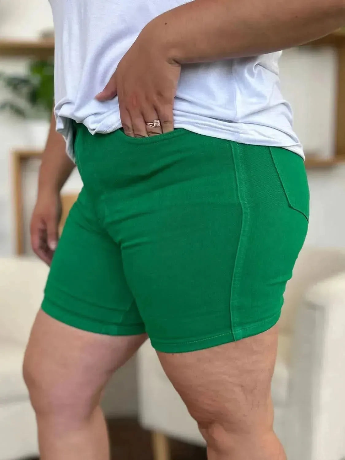 Judy Blue Full Size Tummy Control Garment Dyed Denim Shorts - Bad Moms Club