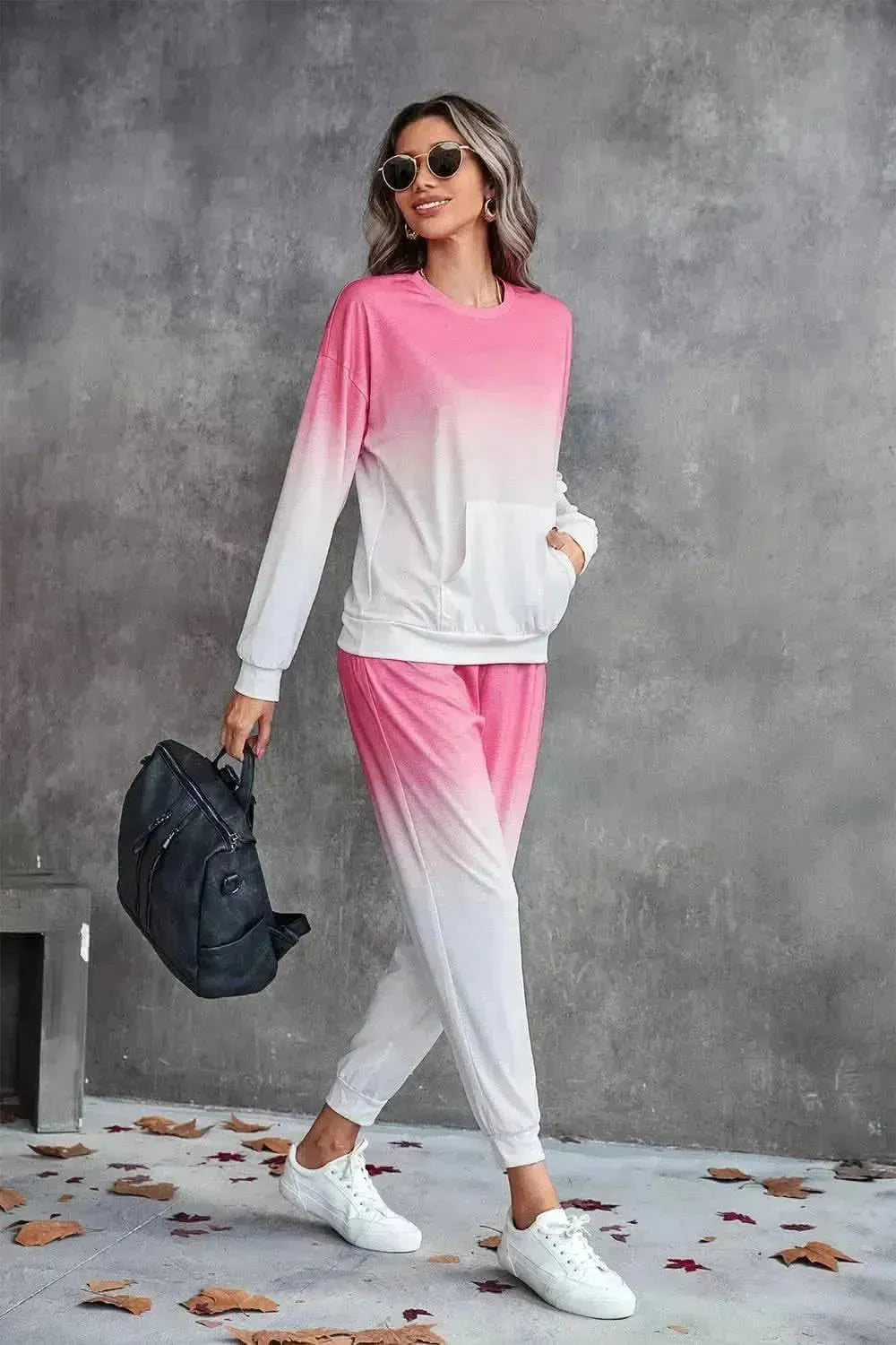 Gradient Round Neck Sweatshirt and Joggers Set - Bad Moms Club