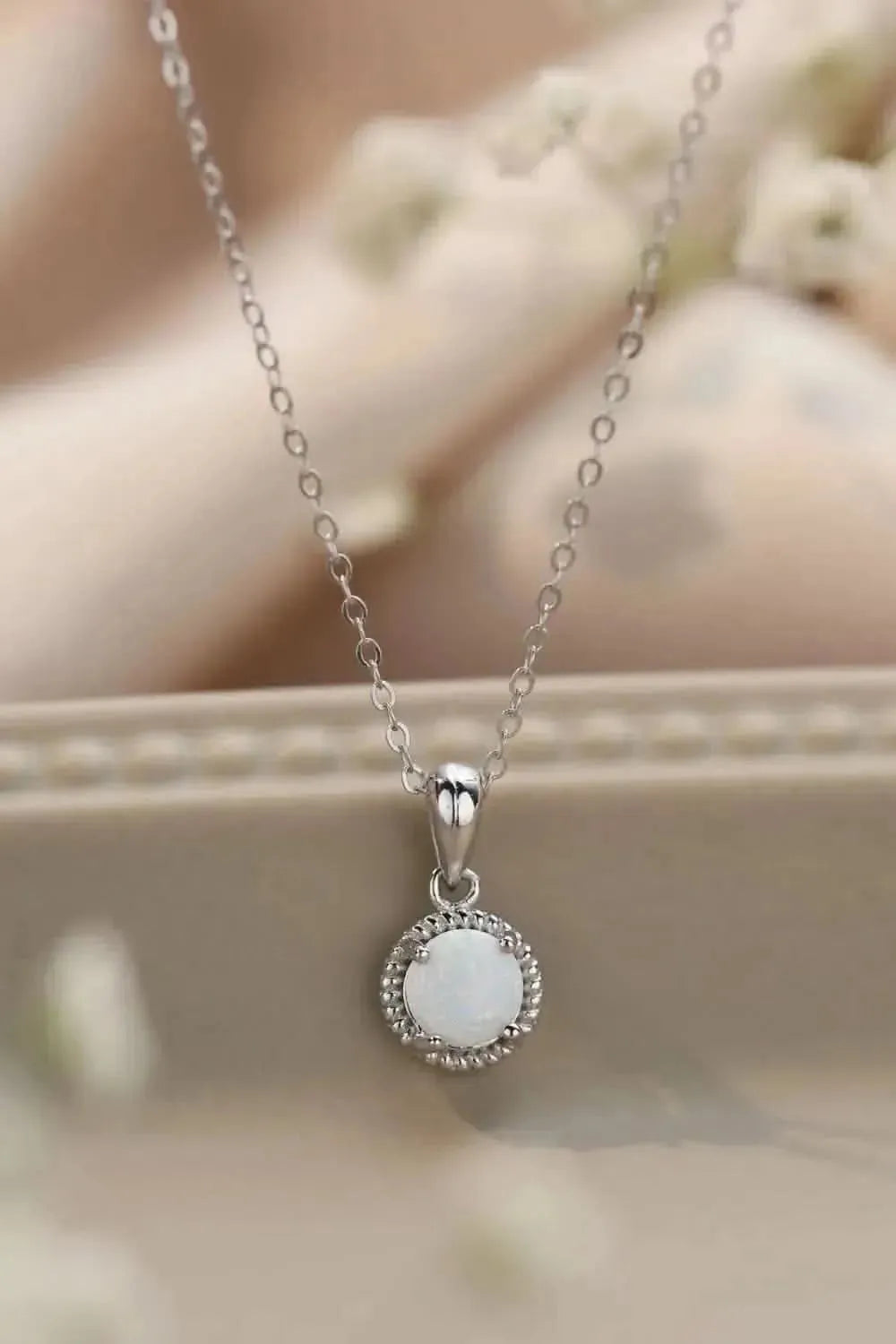 Opal Round Pendant Chain Necklace - Bad Moms Club