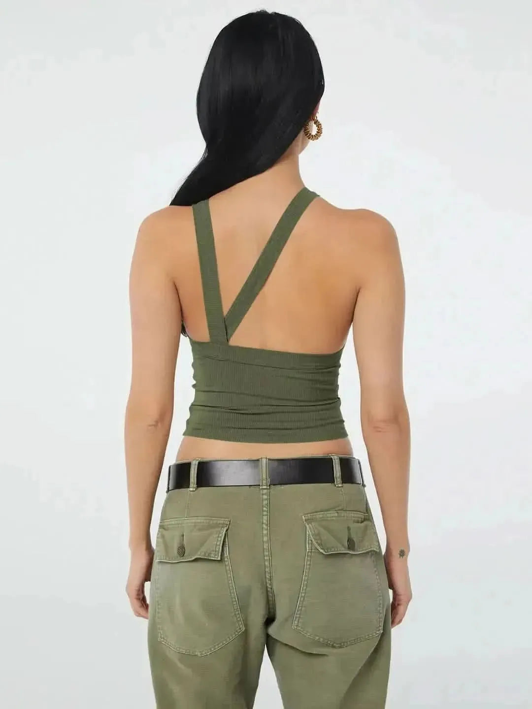 Halter Neck Ribbed Cropped Top - Bad Moms Club
