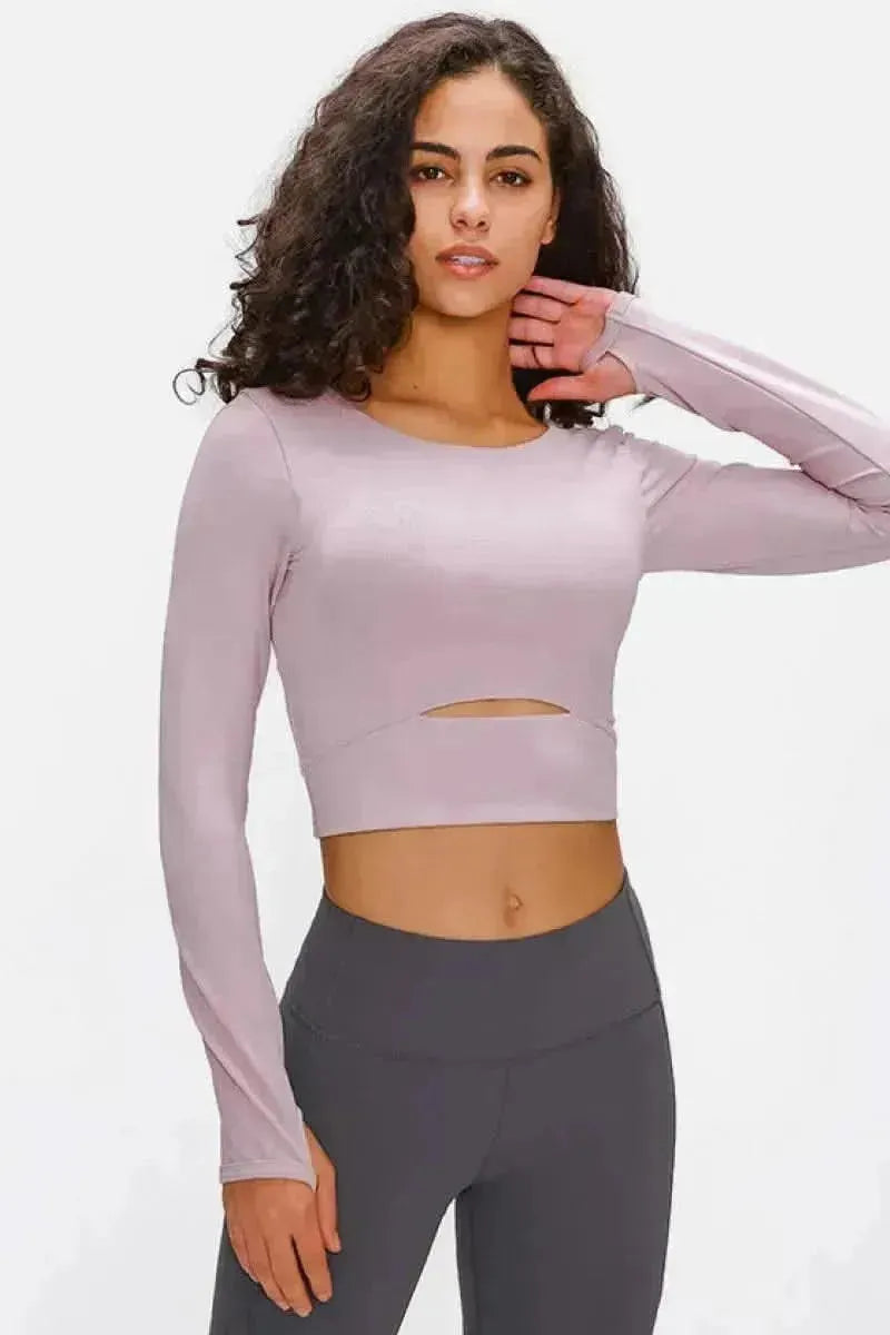 Long Sleeve Cropped Top With Sports Strap - Bad Moms Club