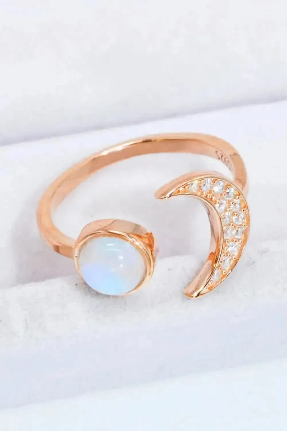 Natural Moonstone and Zircon Sun & Moon Open Ring - Bad Moms Club