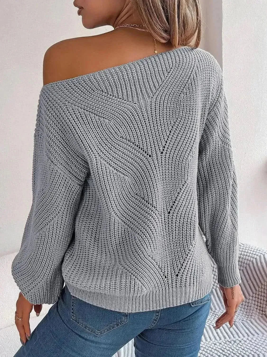 Openwork Long Sleeve Sweater - Bad Moms Club